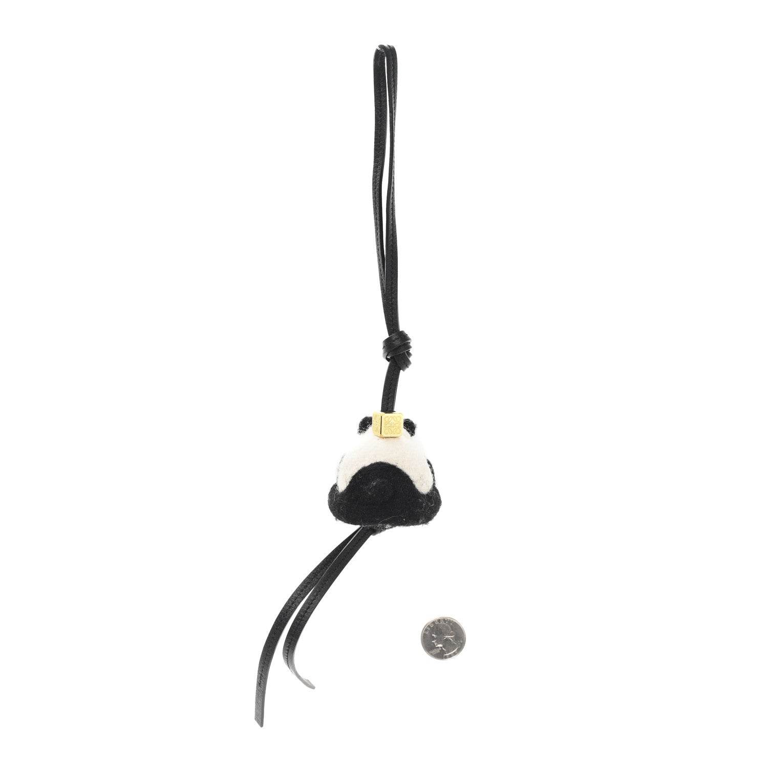 Loewe Calfskin Felt Panda Bag Charm Black White 2 of 3