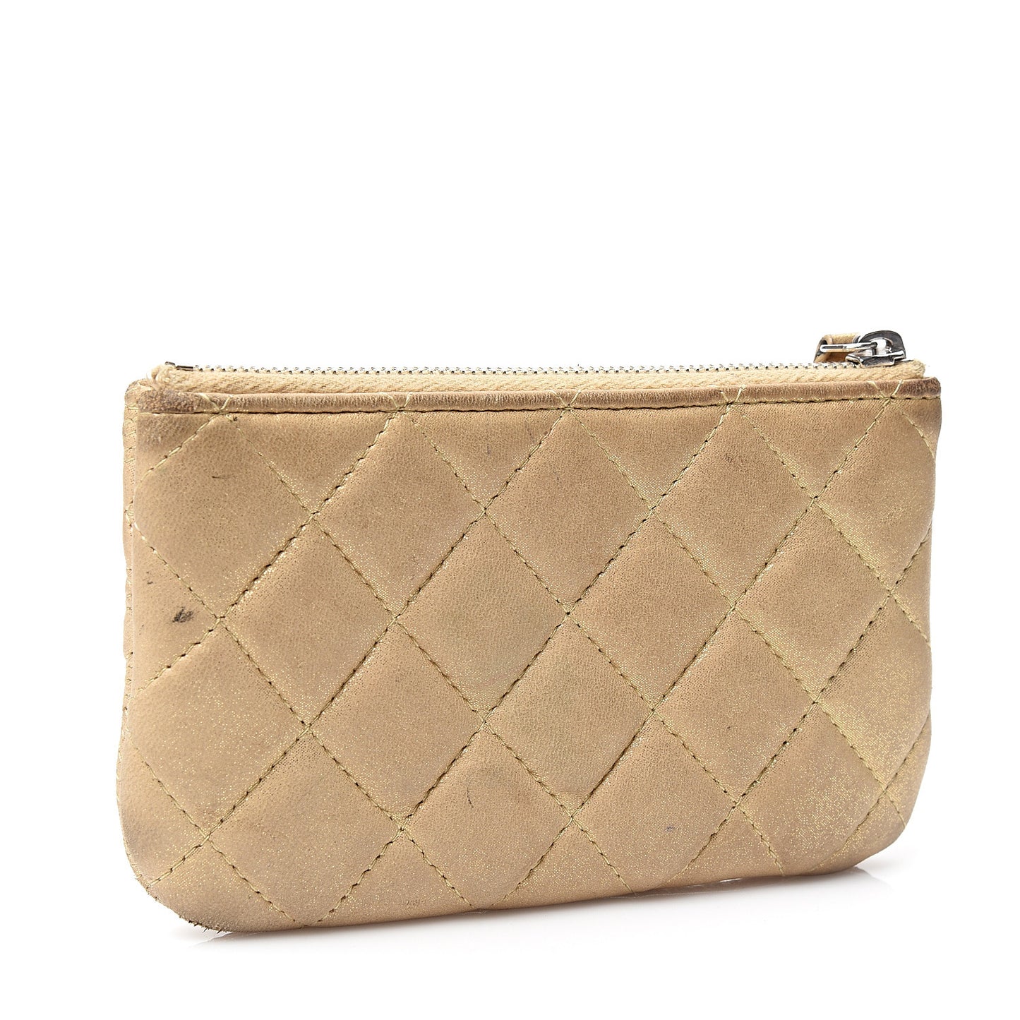Metallic Lambskin Star Embossed Coin Purse Case Gold