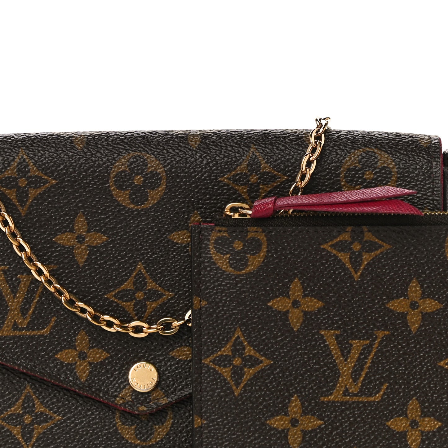 Monogram Pochette Felicie Chain Wallet Fuchsia