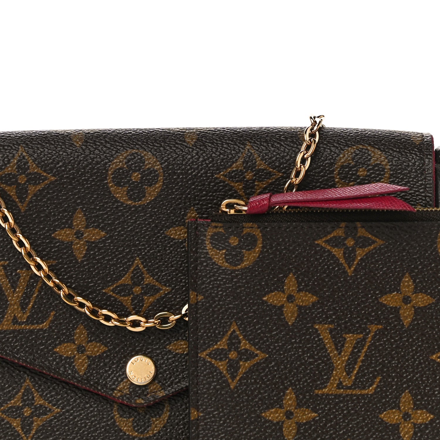 Louis Vuitton Monogram Pochette Felicie Chain Wallet Fuchsia 8 of 11