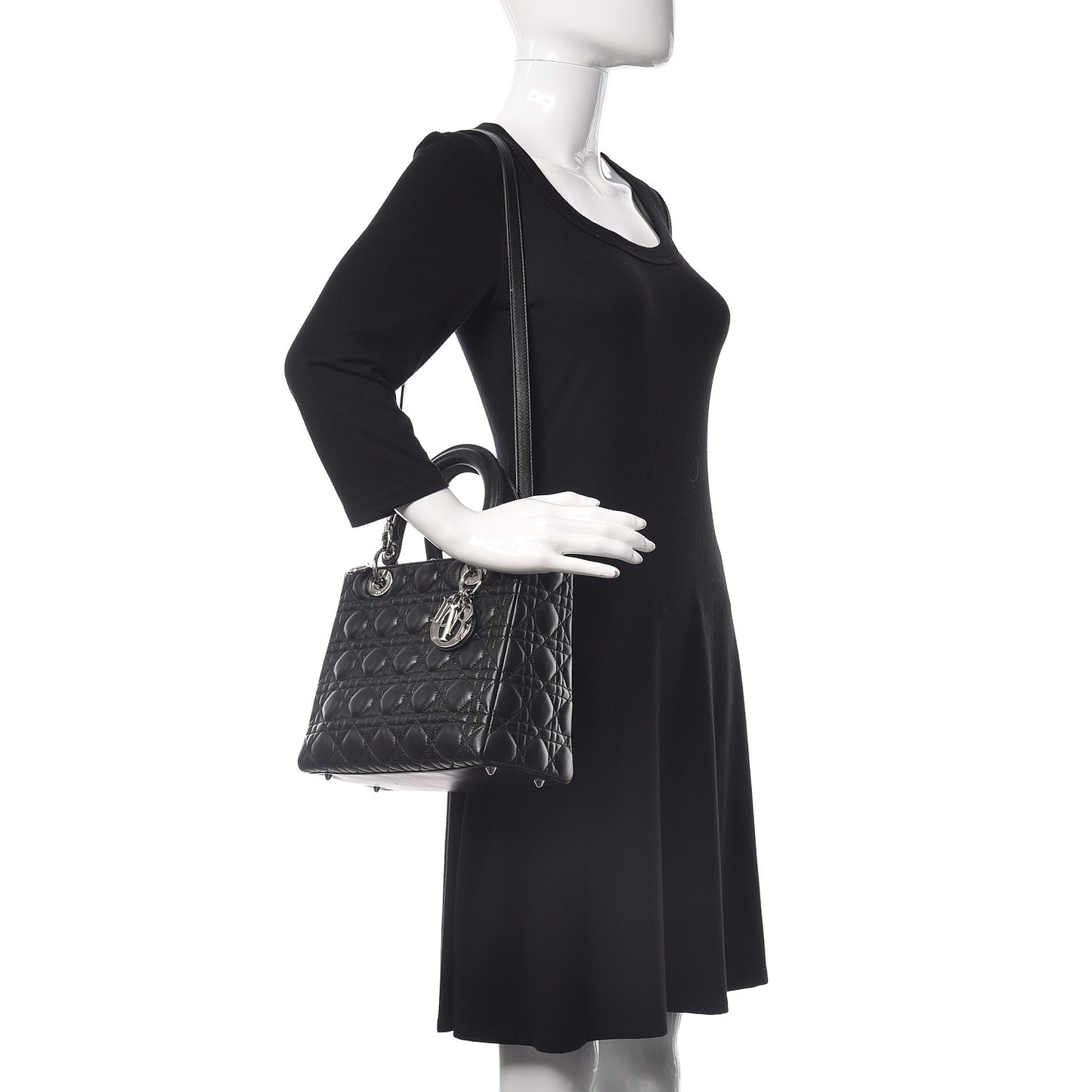 Lambskin Cannage Medium Lady Dior Black