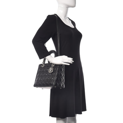 Christian Dior Lambskin Cannage Medium Lady Dior Black 2 of 11