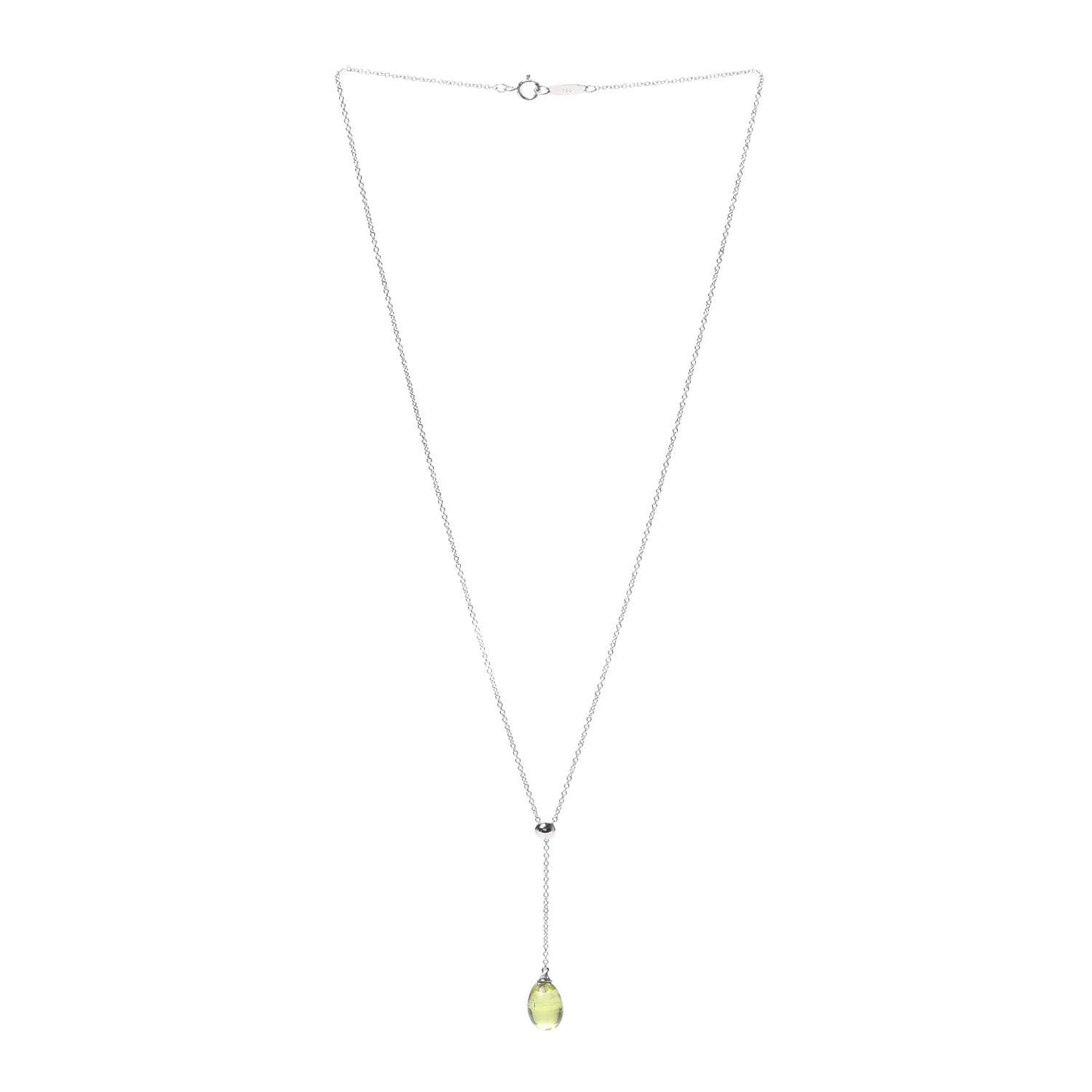 18K White Gold Peridot Rainbow Drops Pendant Necklace