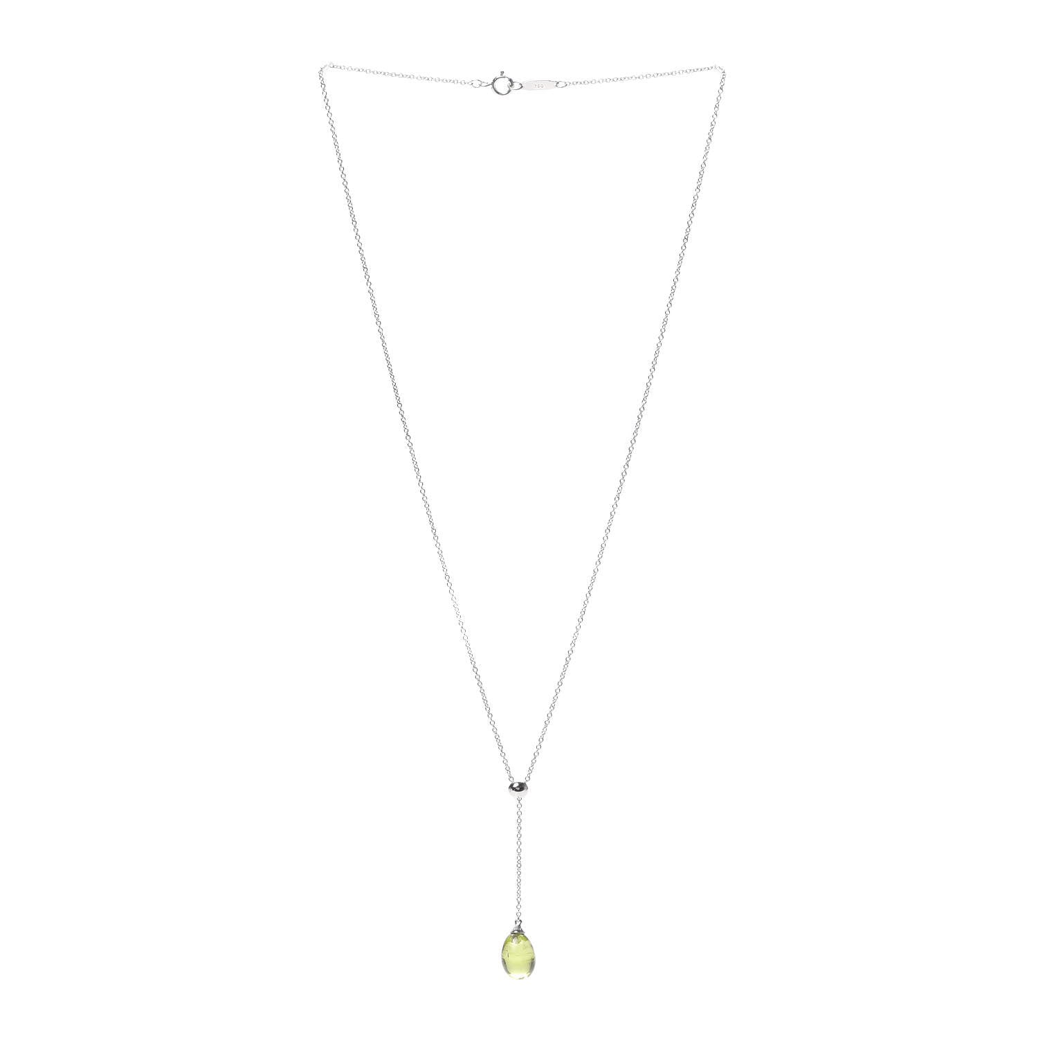 Tiffany 18K White Gold Peridot Rainbow Drops Pendant Necklace 3 of 5