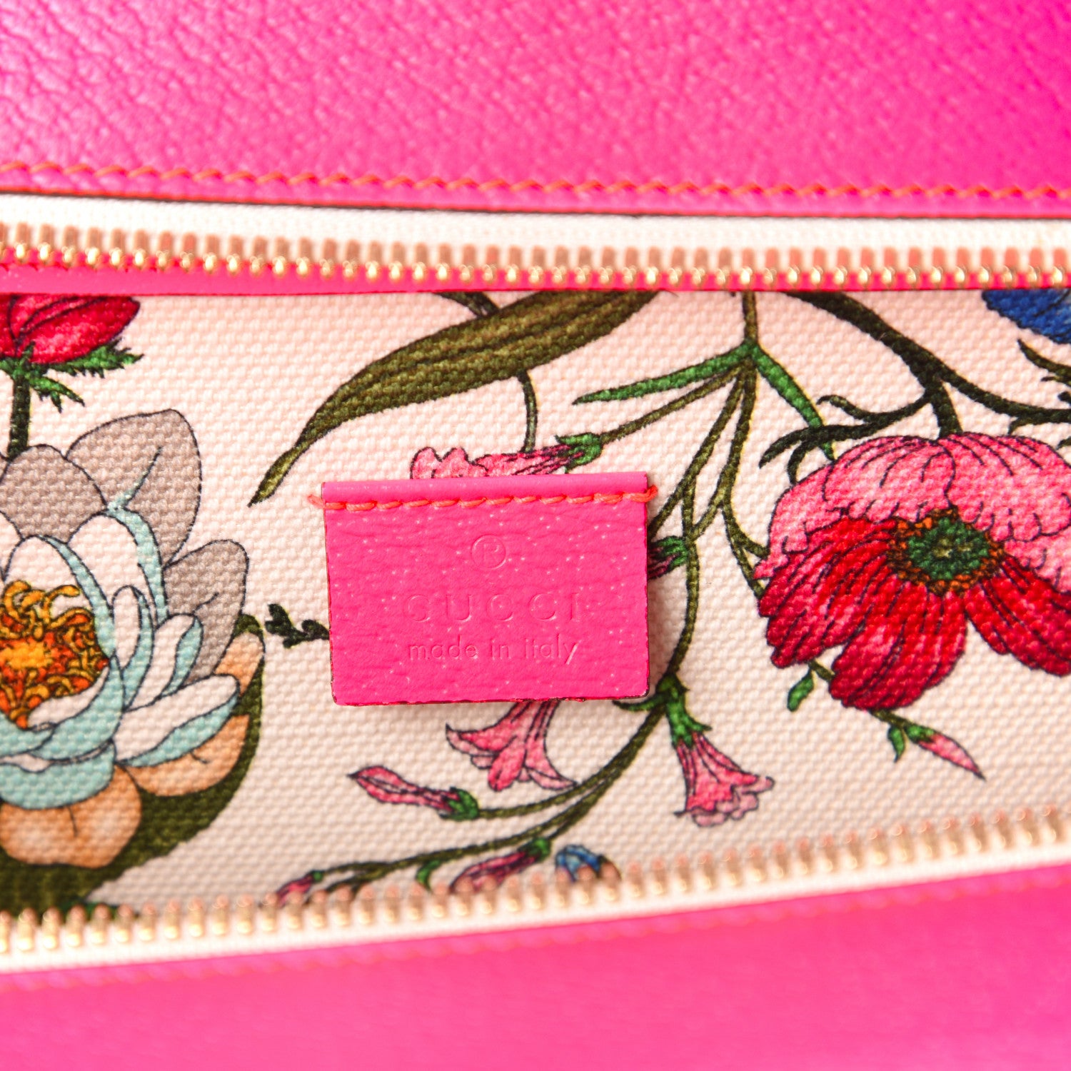 Gucci Canvas Medium Flora Tote Fuchsia 8 of 10