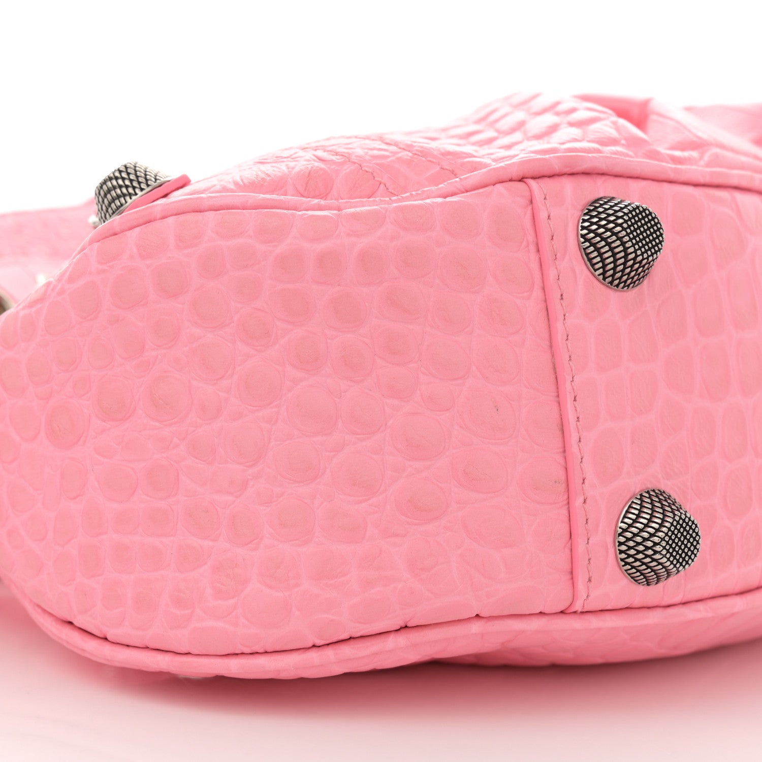 Balenciaga Extra Supple Calfskin Crocodile Embossed Small Le Cagole Shoulder Bag Sweet Pink 10 of 12