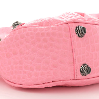 Balenciaga Extra Supple Calfskin Crocodile Embossed Small Le Cagole Shoulder Bag Sweet Pink 10 of 12