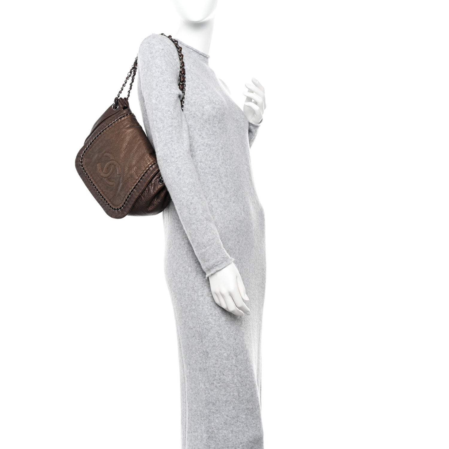 Chanel Metallic Deerskin Small Luxe Ligne Flap Bronze 2 of 16