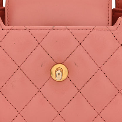 Chanel Shiny Aged Calfskin Quilted Nano Kelly Shopper Coral Pink 11 of 12