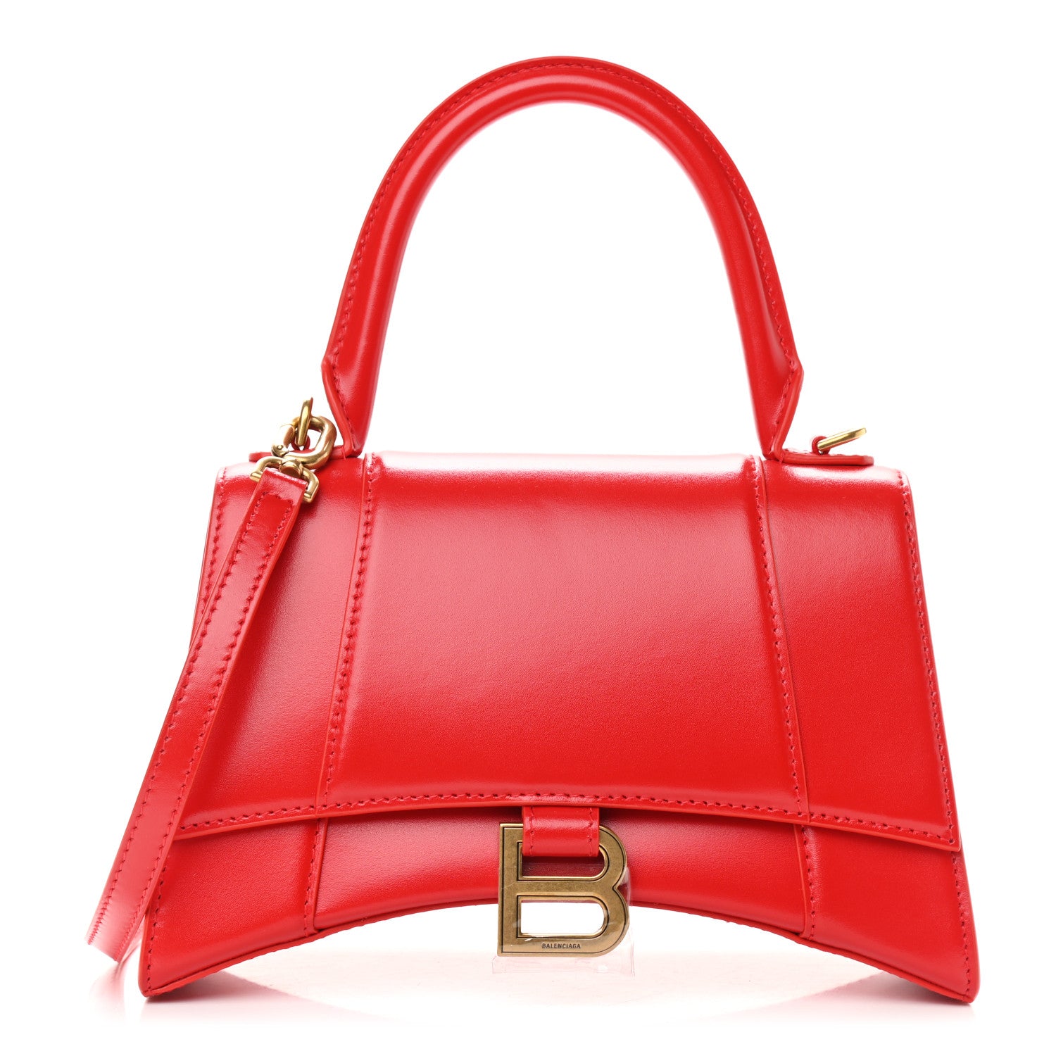 Balenciaga Shiny Box Calfskin Small Hourglass Top Handle Bag Bright Red 1 of 8