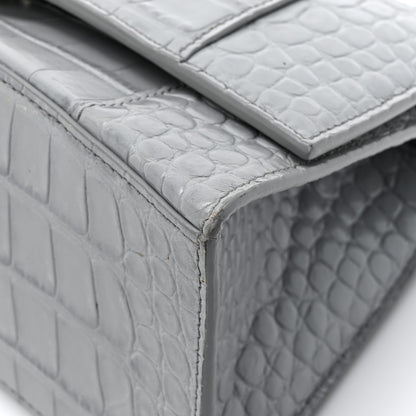 Balenciaga Shiny Calfskin Crocodile Embossed Small Hourglass Top Handle Bag Balenciaga Grey 15 of 17