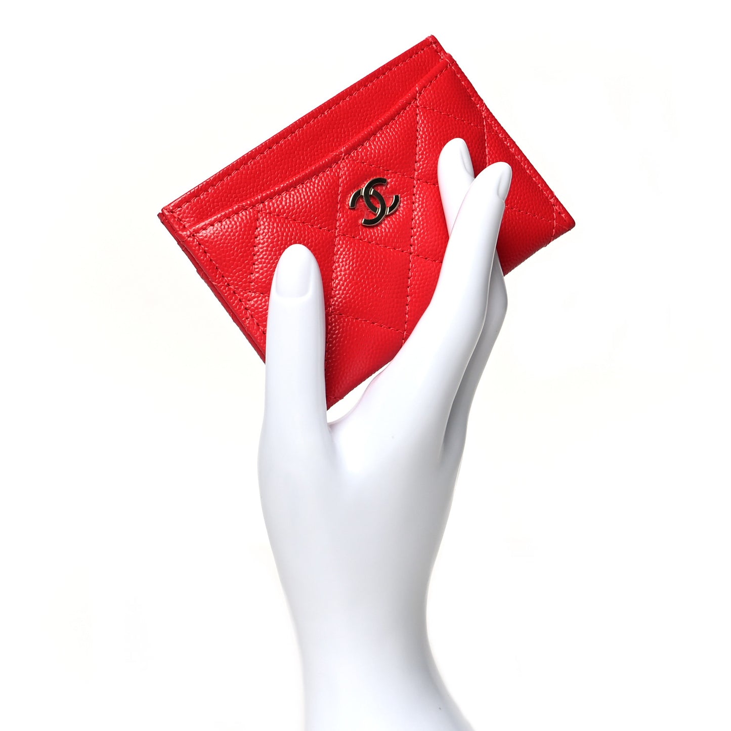 Caviar Quilted Card Holder Red