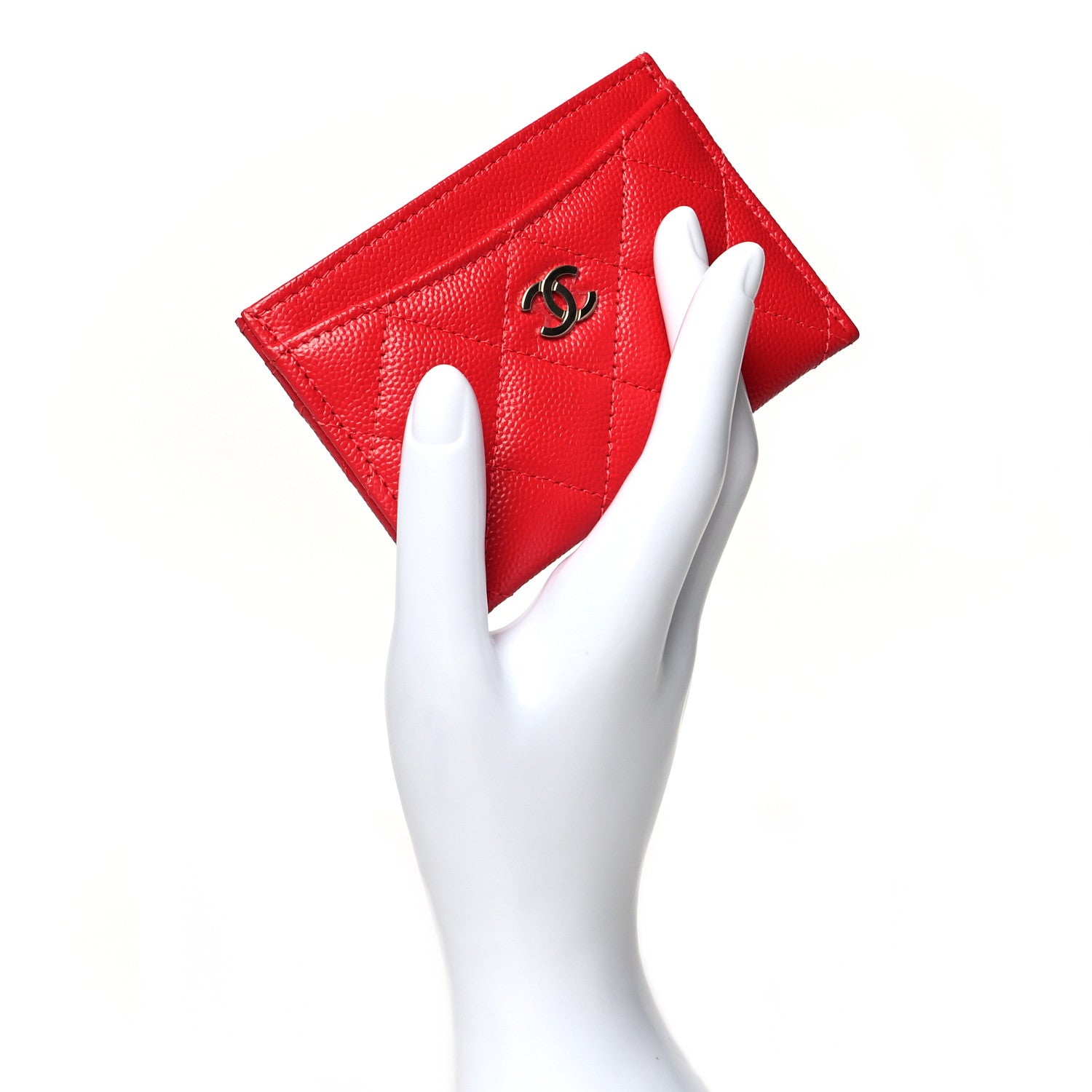 Chanel Caviar Quilted Card Holder Red 2 of 9