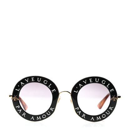 Gucci Metal L'Aveugle Par Amour Round Frame Sunglasses GG0113S Black 2 of 8