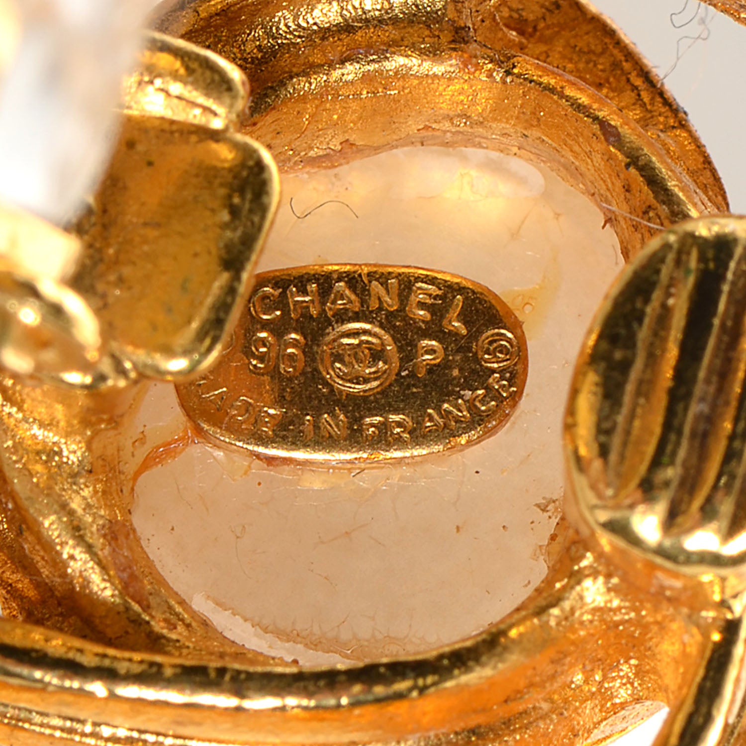 Chanel Resin CC Wire Clip On Earrings Gold 4 of 4