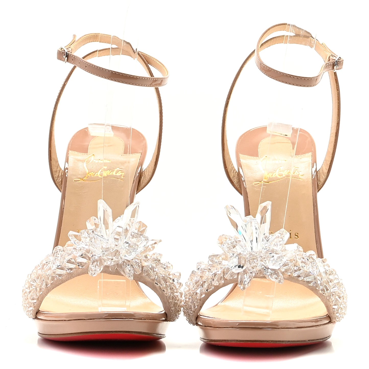 Patent Crystal Queen 120 Sandals 38.5 Nude