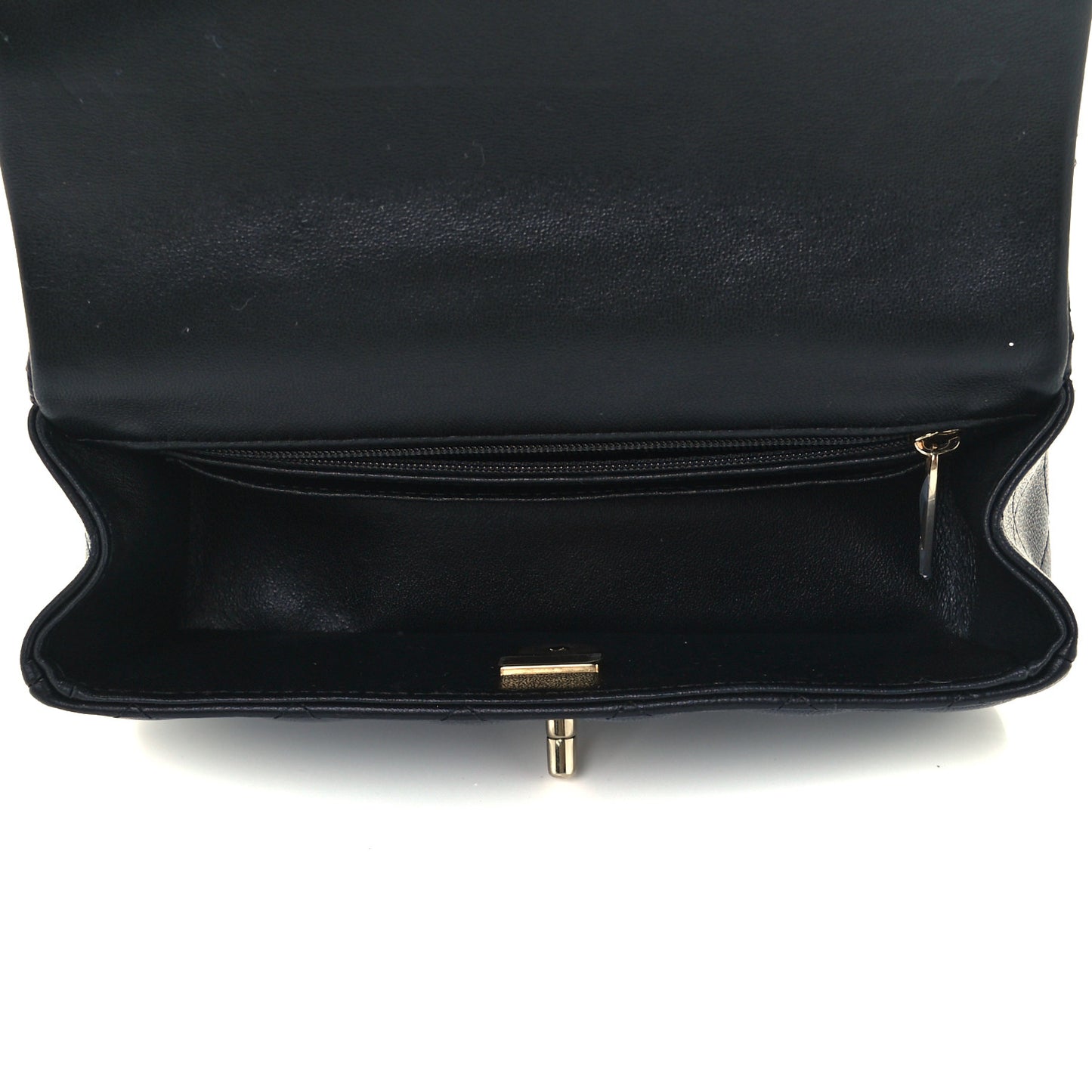 Lambskin Quilted Mini Top Handle Rectangular Flap Black