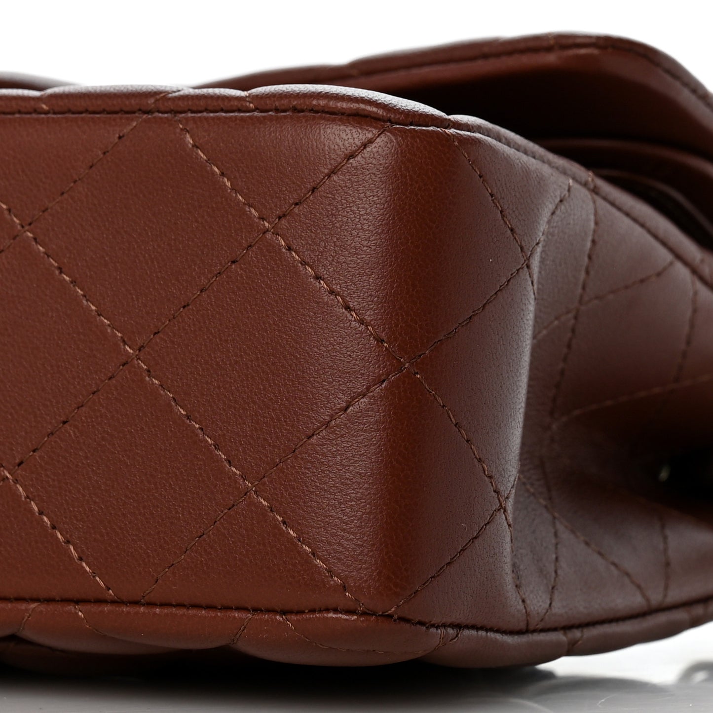 Lambskin Quilted Small Double Flap Dark Brown