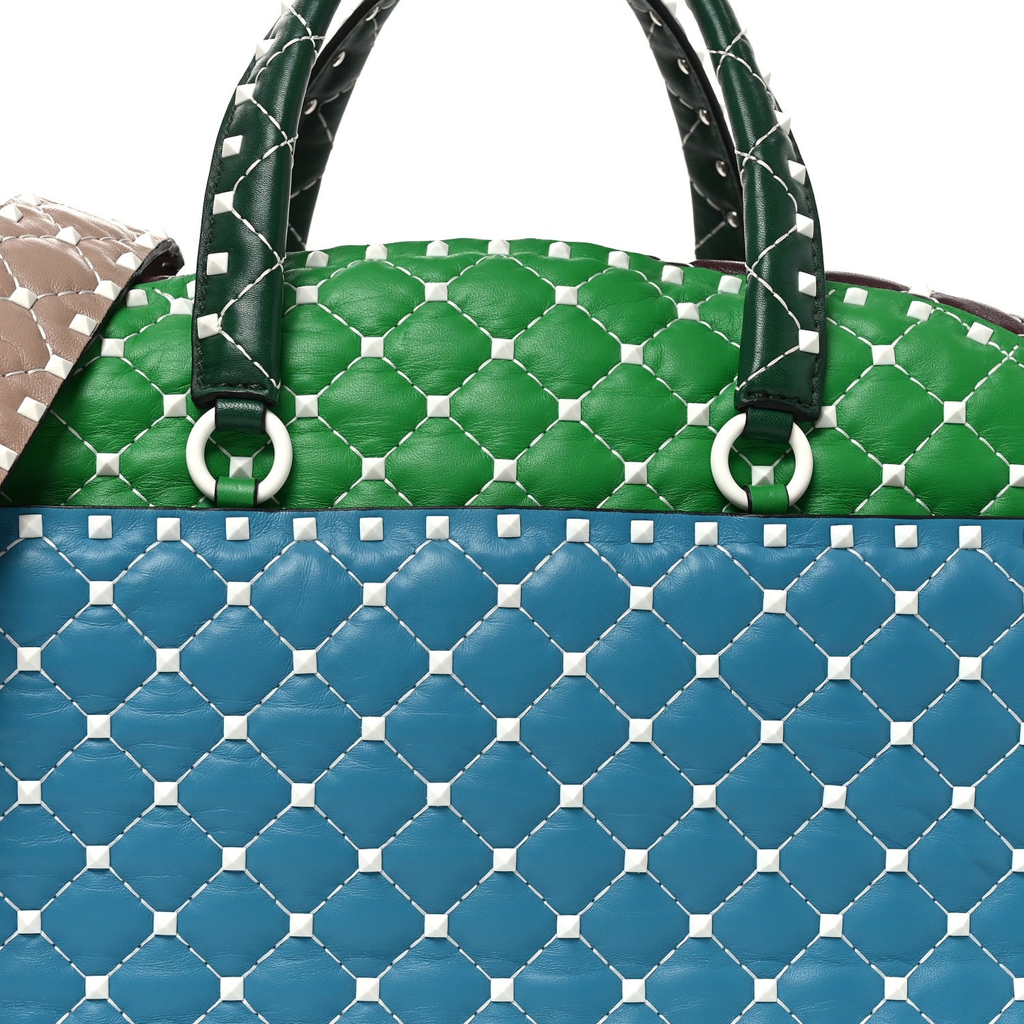 Lambskin Free Rockstud Spike Bowling Bag Multicolor