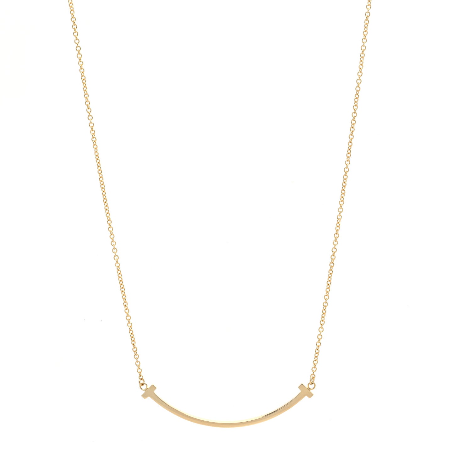 18K Yellow Gold Small T Smile Pendant Necklace
