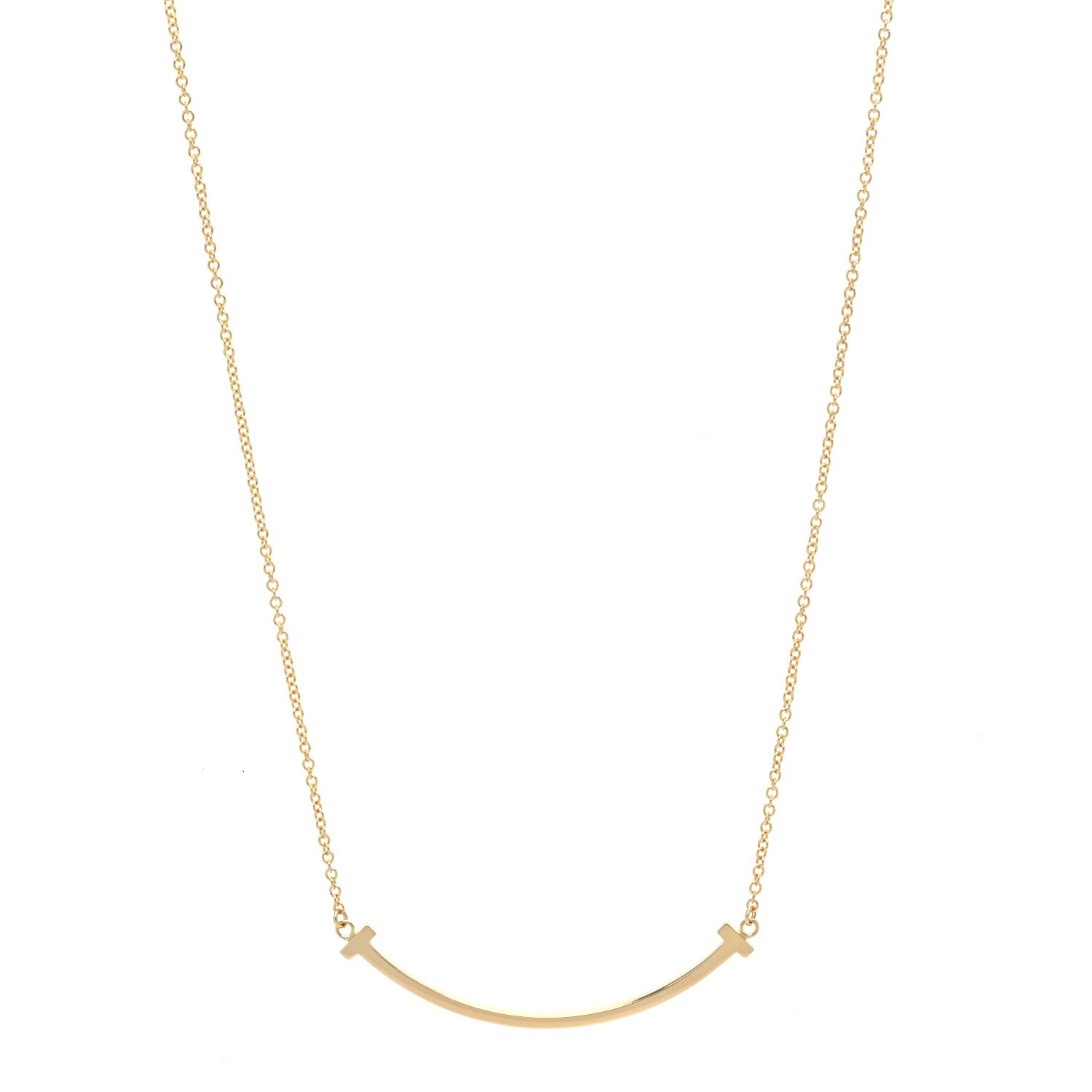 Tiffany 18K Yellow Gold Small T Smile Pendant Necklace 1 of 6