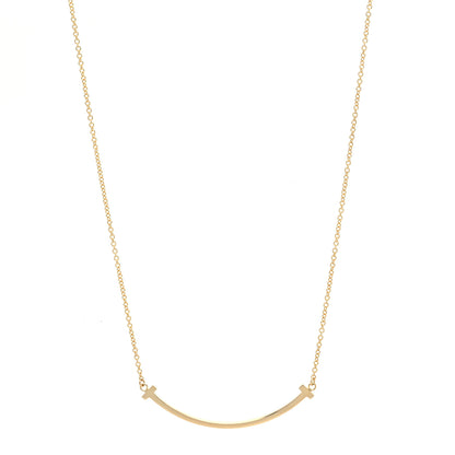 Tiffany 18K Yellow Gold Small T Smile Pendant Necklace 1 of 6