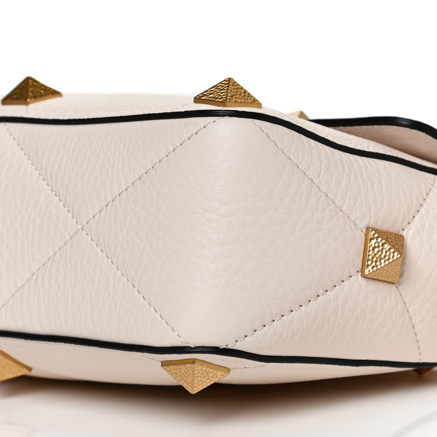 Valentino Garavani Grained Calfskin Large Roman Stud Shoulder Bag Light Ivory 10 of 10