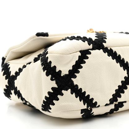 Chanel Calfskin Crochet Medium Chanel 19 Flap White Black 9 of 10