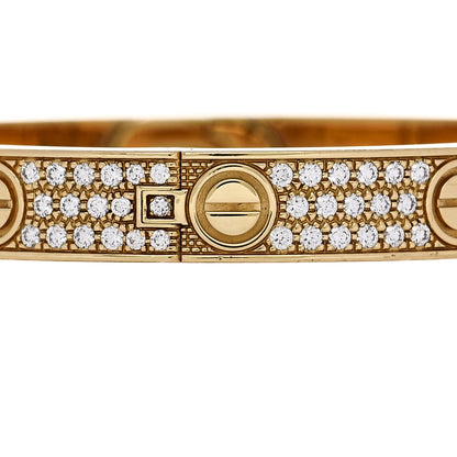 Cartier 18K Yellow Gold Diamond LOVE Paved Bracelet 17 4 of 8