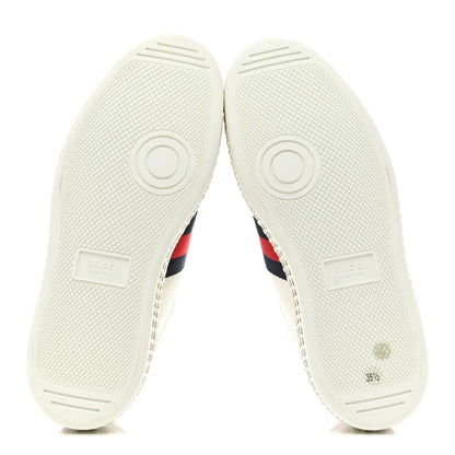 Gucci Calfskin Crystal Web Bee Embroidered Womens Ace Platform Sneakers 35.5 White 6 of 10