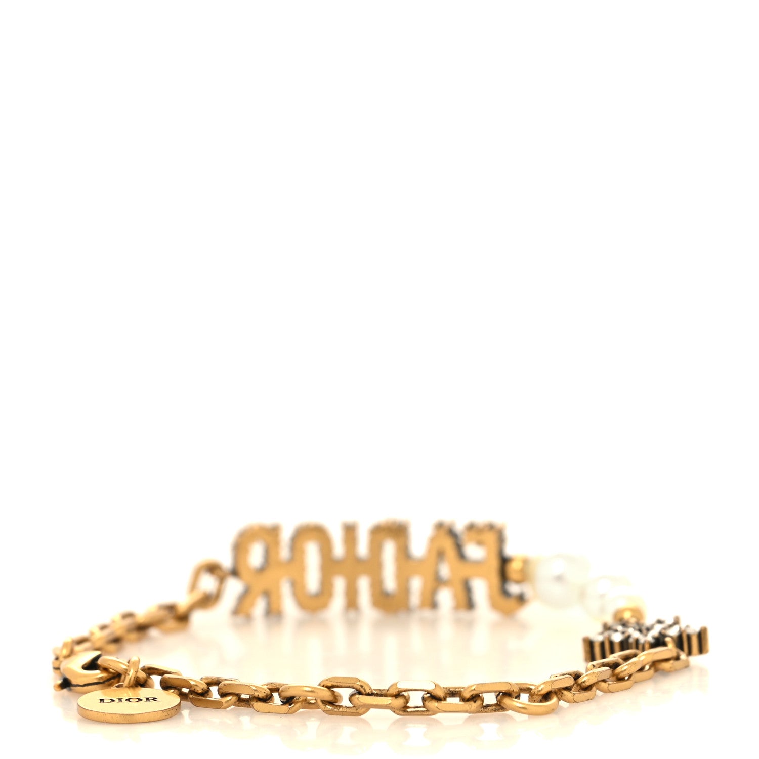 Christian Dior Metal Crystal Pearl J'Adior Bracelet Gold 3 of 4