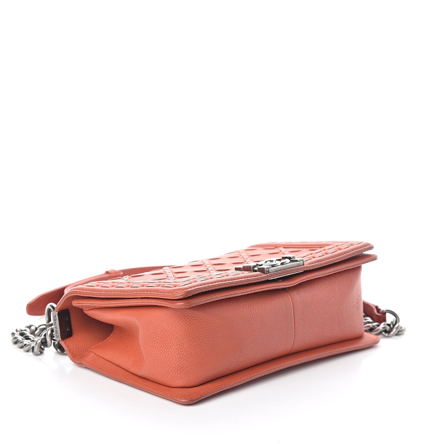 Caviar Stitched Medium Boy Flap Dark Orange