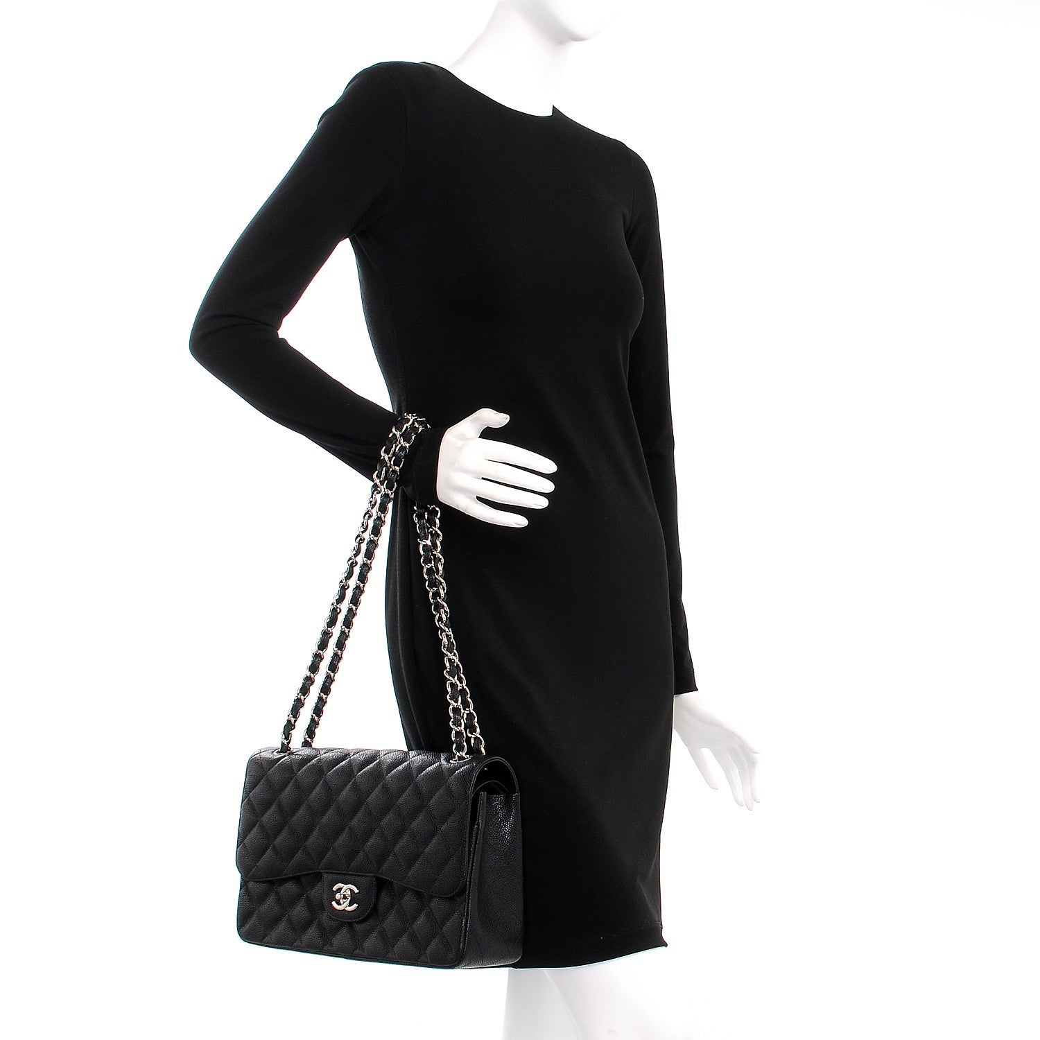 Chanel Caviar Quilted Jumbo Double Flap Black 3 of 9