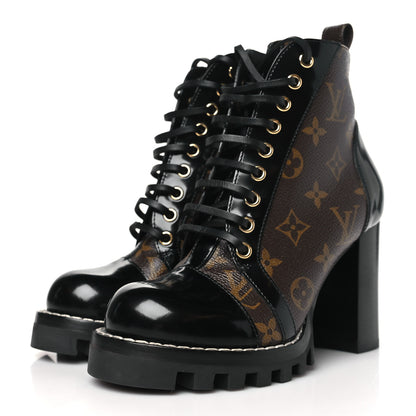 Louis Vuitton Patent Calfskin Monogram Star Trail Ankle Boots 36 Black 3 of 8