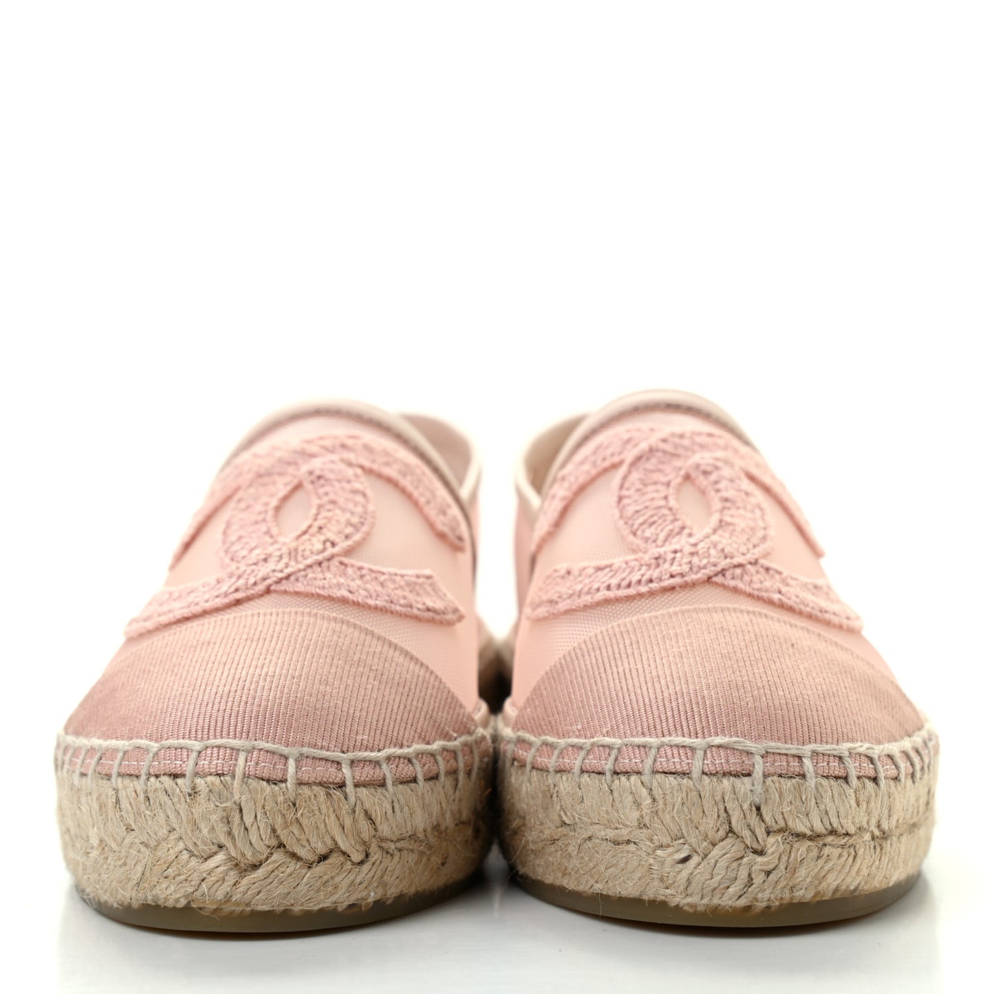 Mesh Grosgrain CC Espadrilles 35 Pink