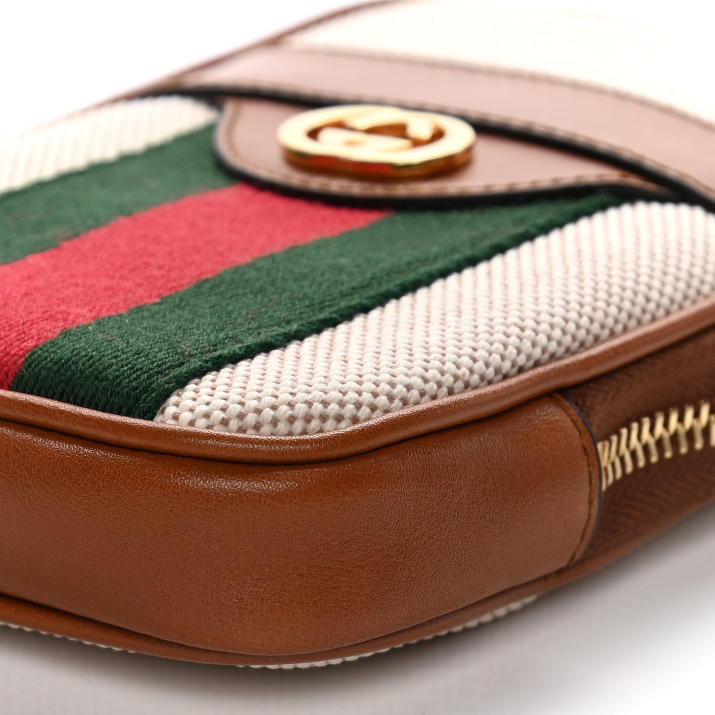 Vintage Canvas Calfskin Web Belted iPhone Case 90 36 Sand Cuir