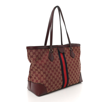 Gucci Monogram Textured Dollar Calfskin Web Medium Ophidia Shopping Tote Sahara Rubino Chardonnay 3 of 10