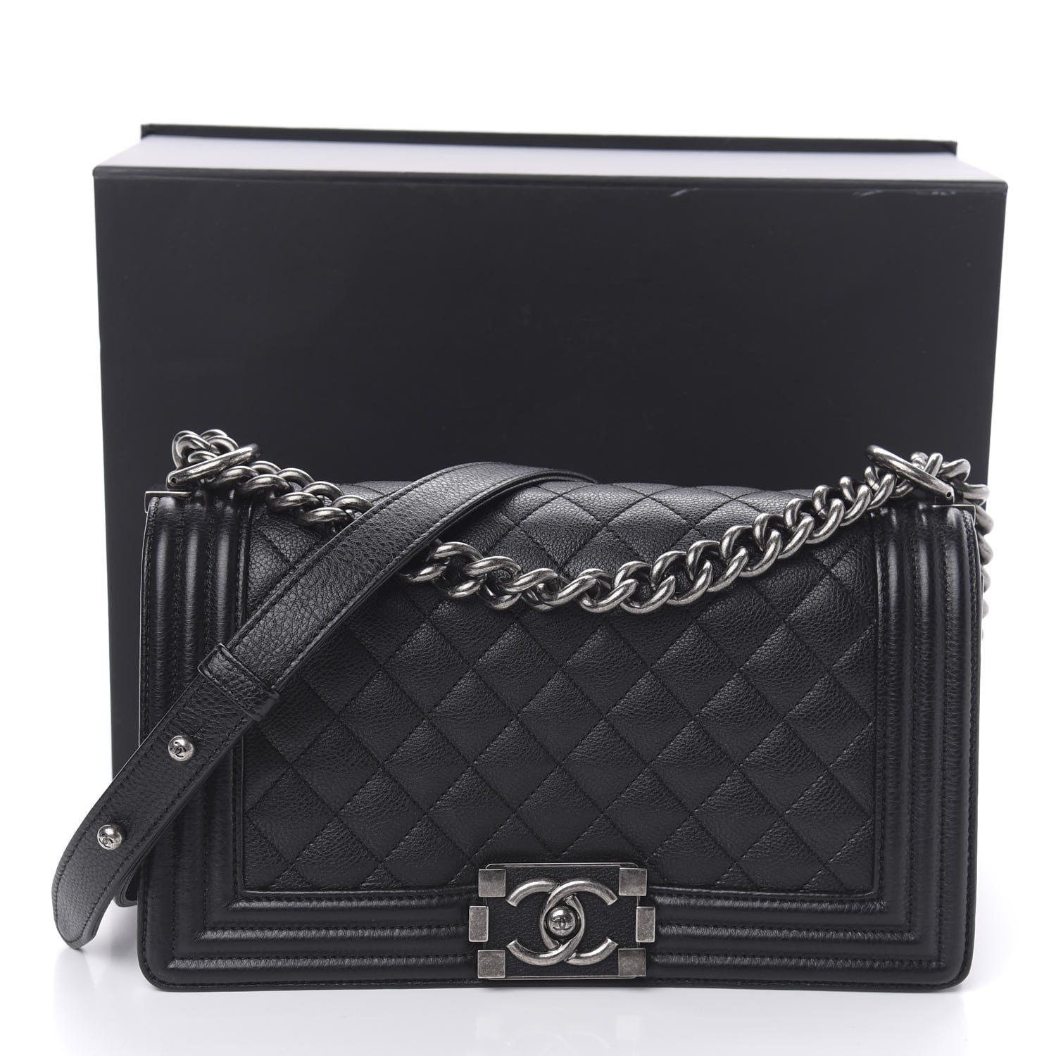 Chanel Calfskin Quilted Medium Boy Flap Black 12 of 12