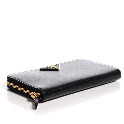 Prada Saffiano Metal Zip Around Wallet Nero Black 4 of 9
