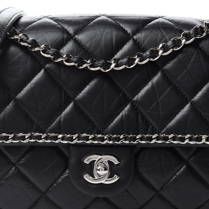Chanel Crumpled Calfskin Medium Chain All Over Flap Black 10 of 11
