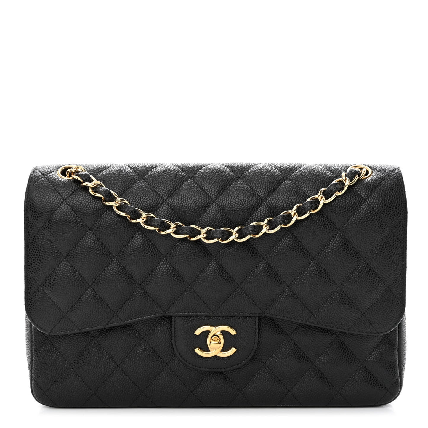 Caviar Quilted Jumbo Double Flap Black