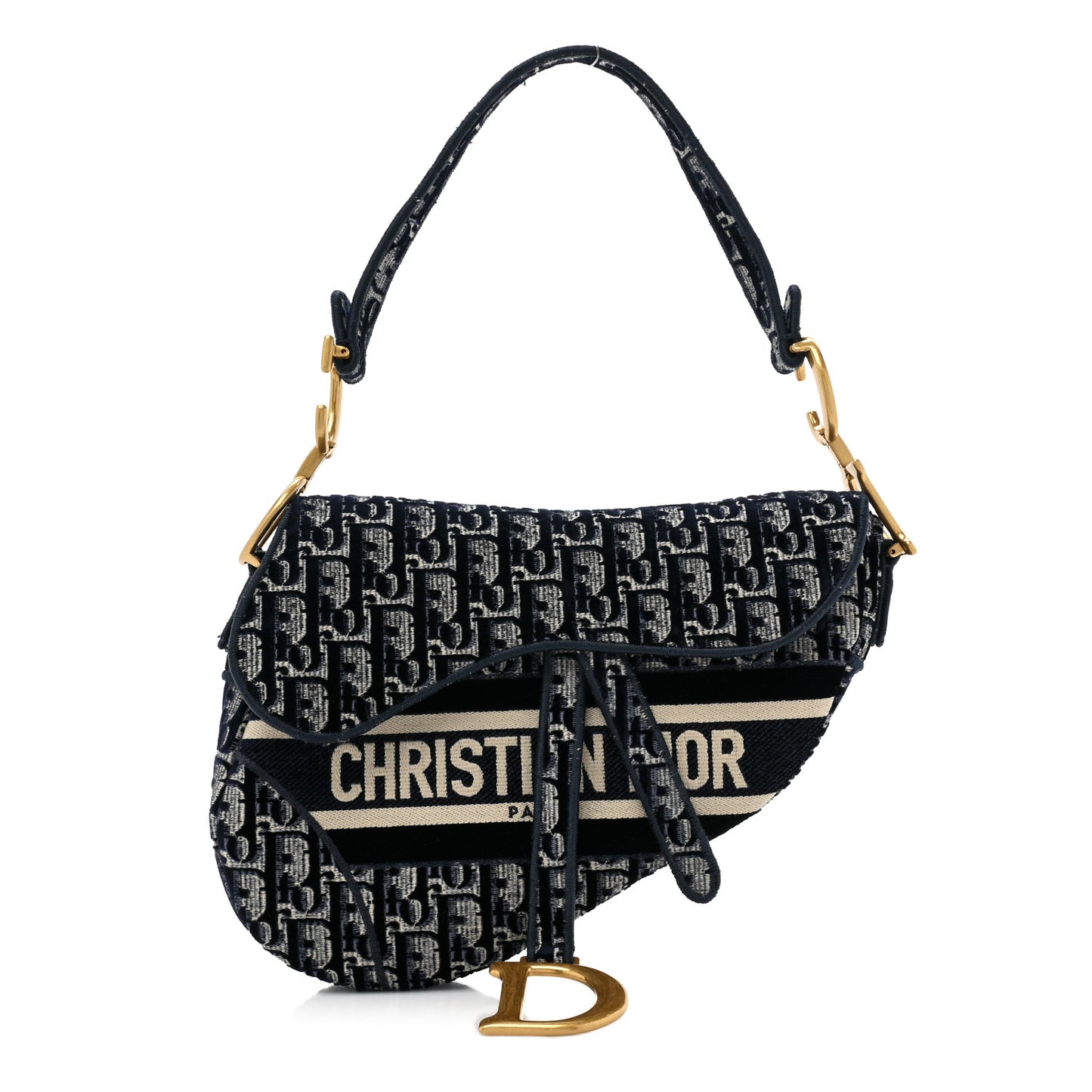 Velvet Oblique Saddle Bag Blue