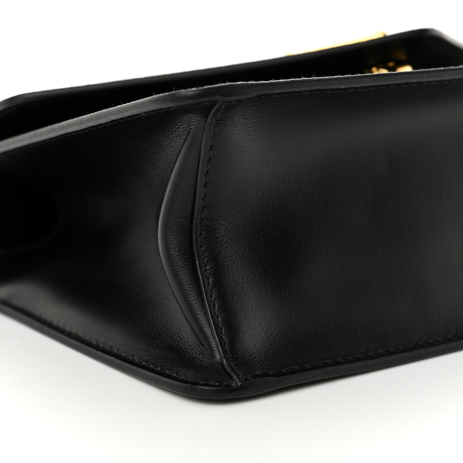 Prada Saffiano Soft Calfskin Metal Triangle Logo Envelope Chain Shoulder Bag Black 8 of 9