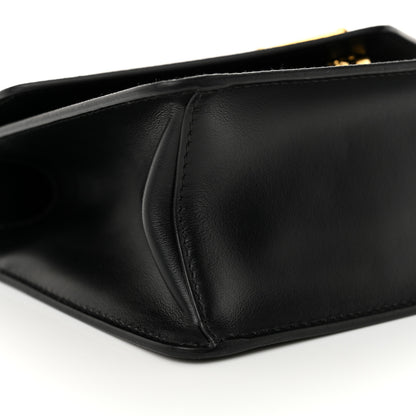 Prada Saffiano Soft Calfskin Metal Triangle Logo Envelope Chain Shoulder Bag Black 8 of 9