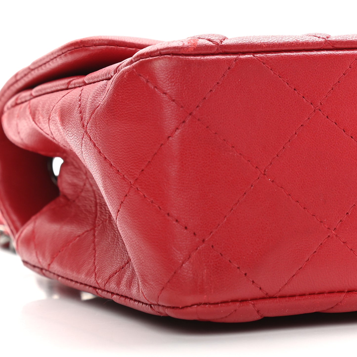 Lambskin Quilted Mini Rectangular Flap Red