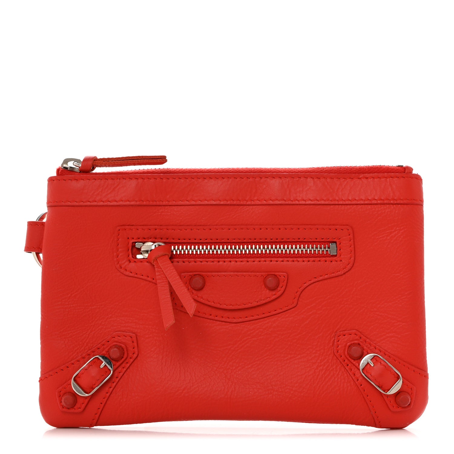 Balenciaga Matte Goatskin Rubber Covered Classic Hardware Small Pouch Rouge Coquelicot 1 of 9