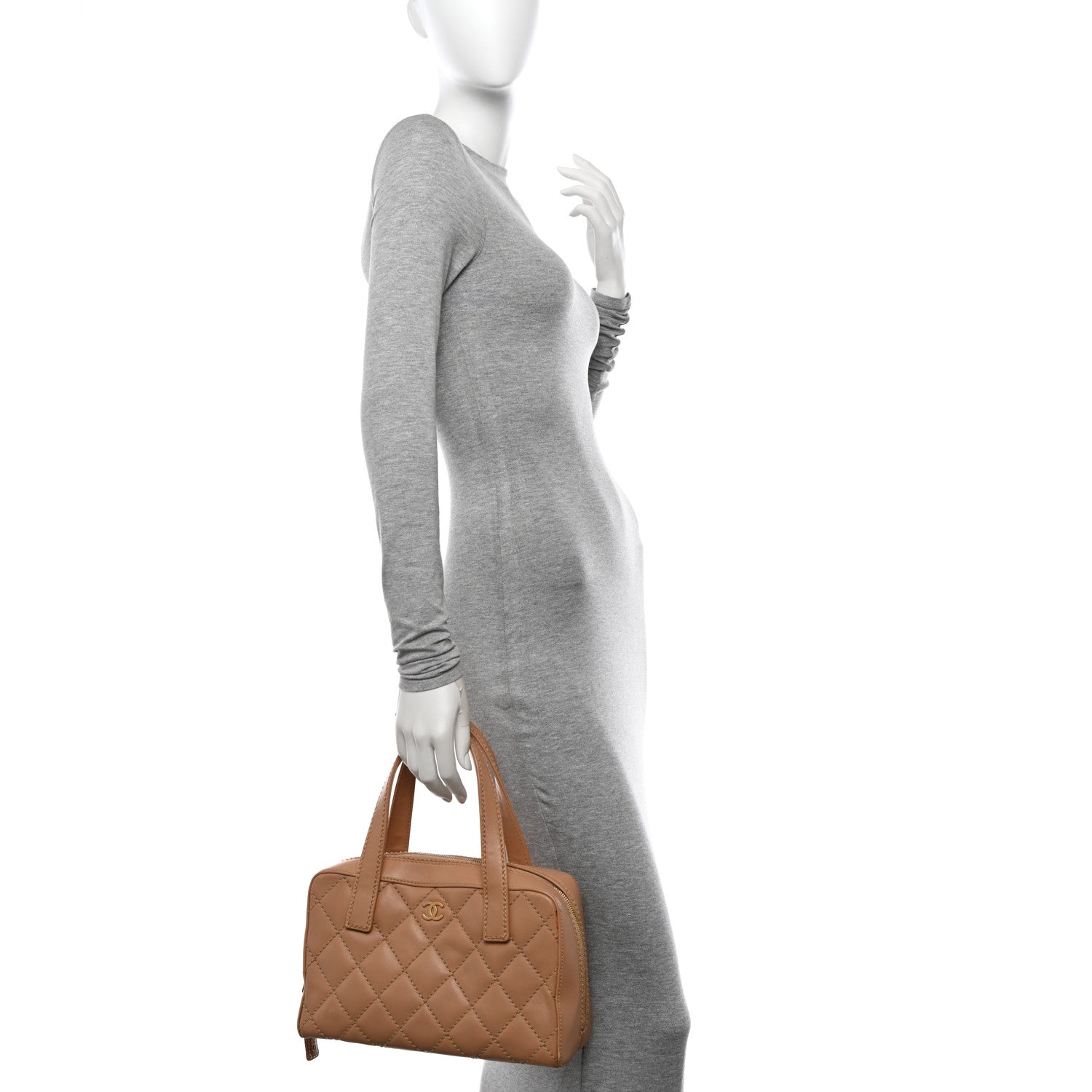 Chanel Calfskin Wild Stitch Top Handle Bag Beige 2 of 13