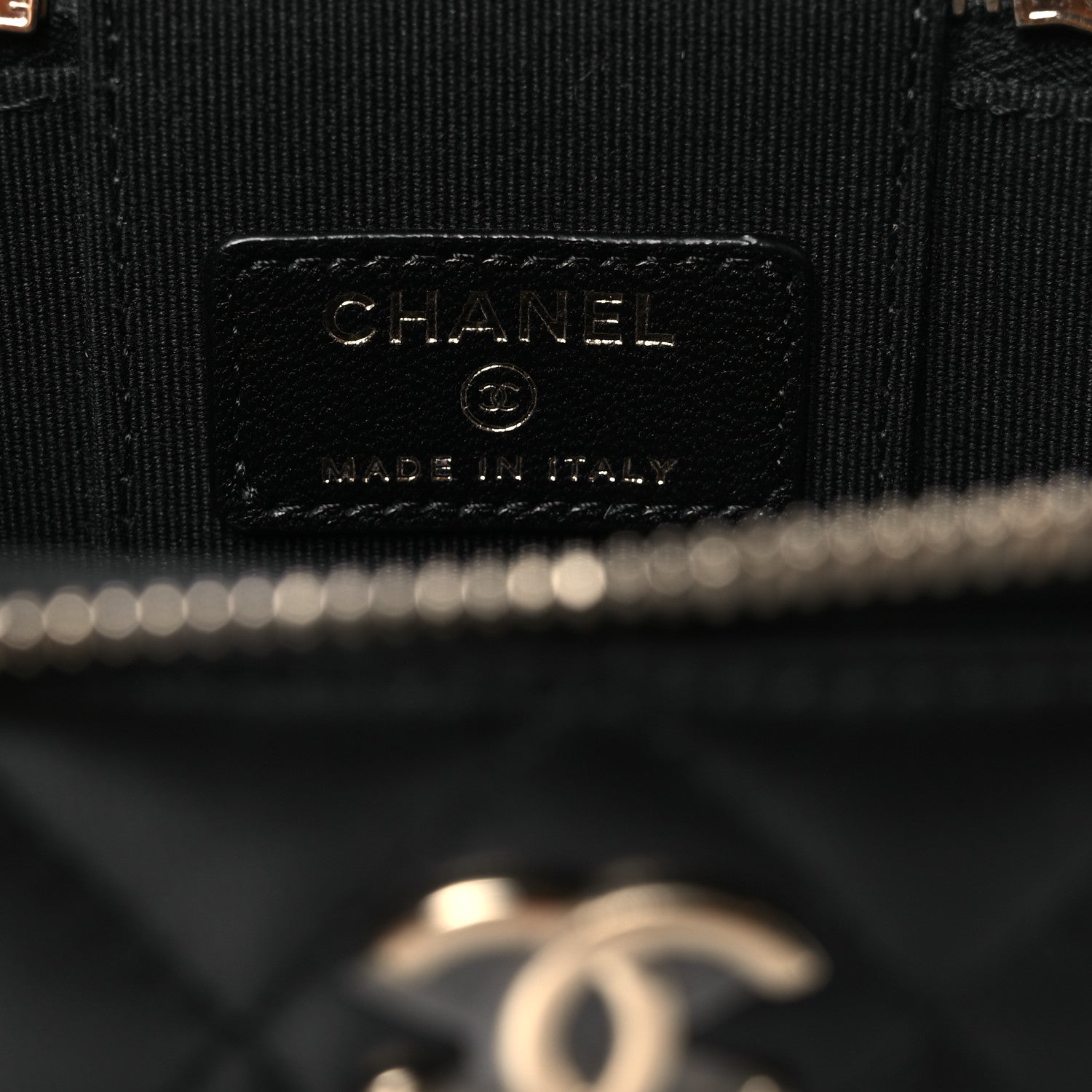 Chanel Lambskin Quilted Top Handle Mini Vanity Case With Chain Black 6 of 13