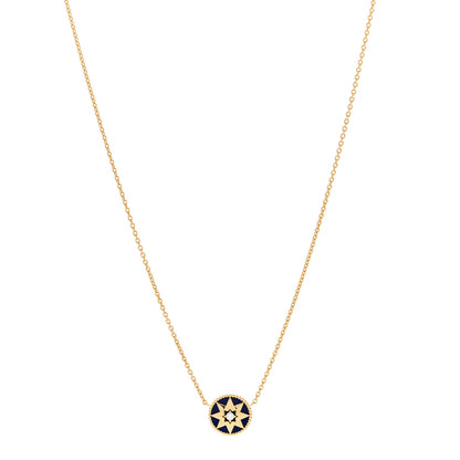 Christian Dior 18K Yellow Gold Diamond Lapis Lazuli Rose Des Vents Necklace 1 of 6