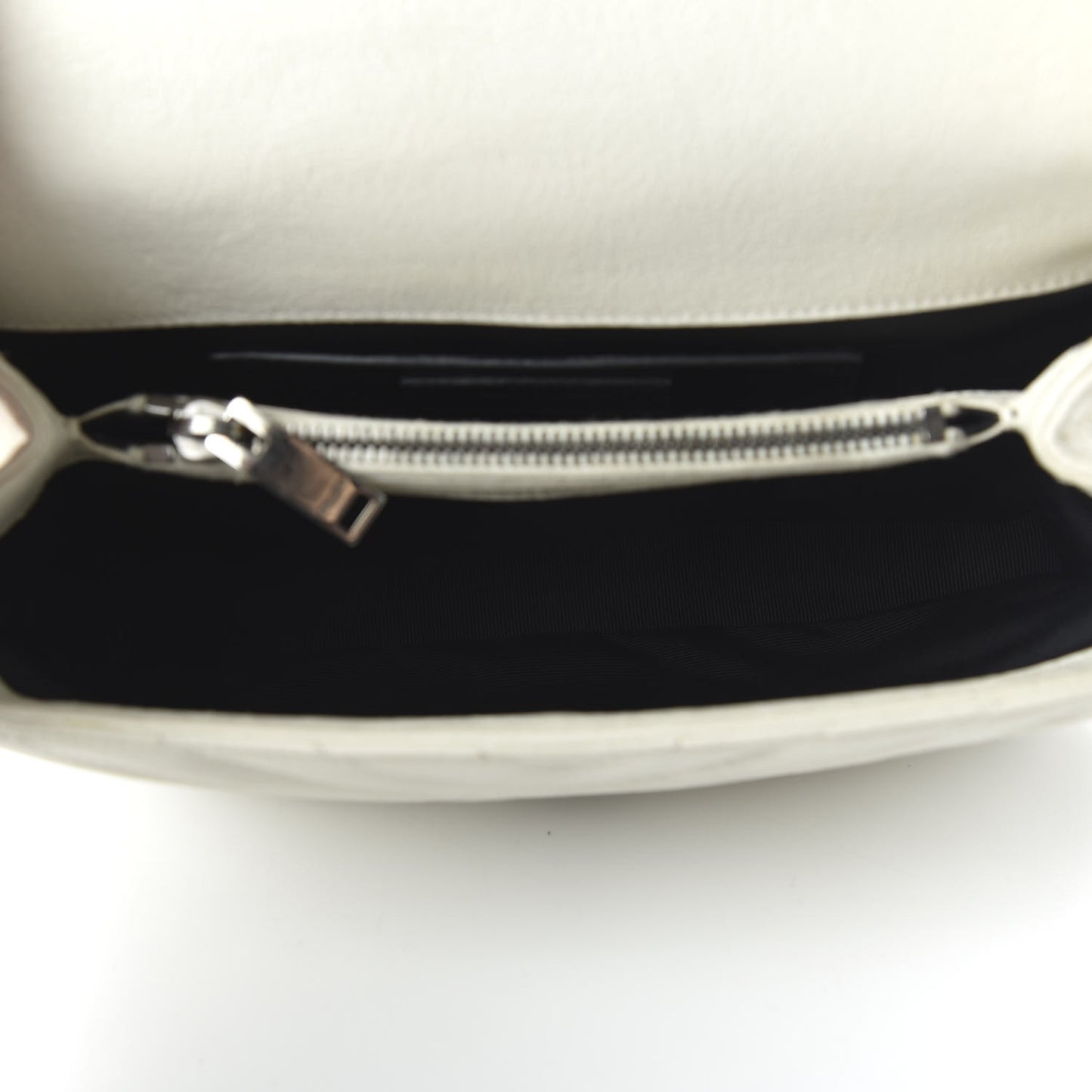 Sheepskin Matelasse Chevron Monogram Medium College Bag Dove White